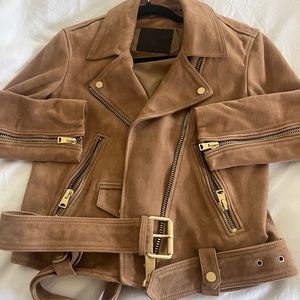 All saints suede leather jacket. XS fits more as a small.